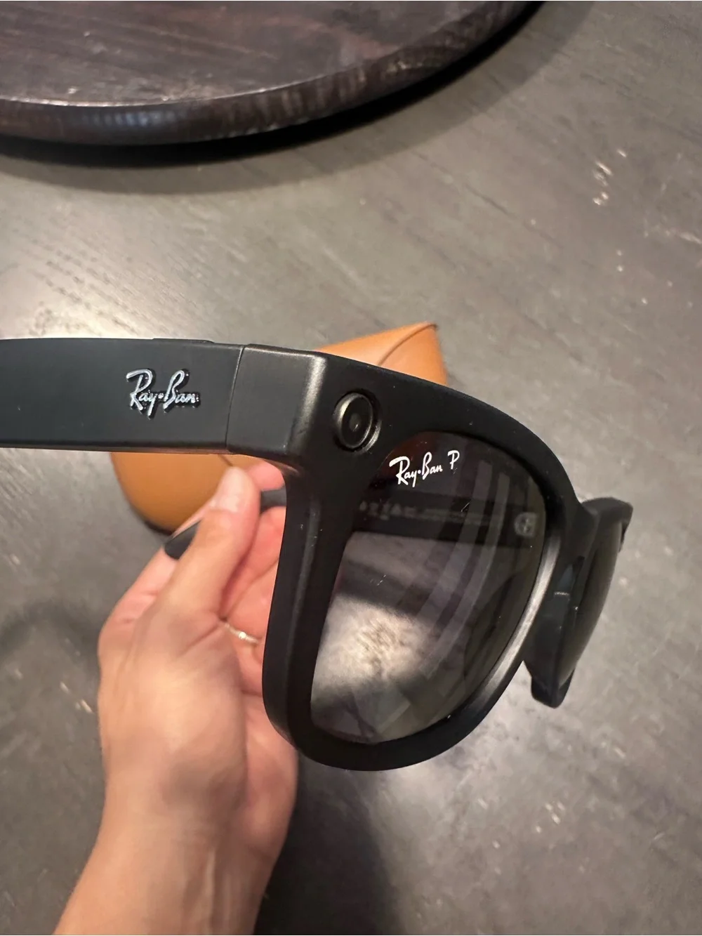 Ray-Ban Black Matte Sunglasses with Brown Case NEW!! never linked to a phone